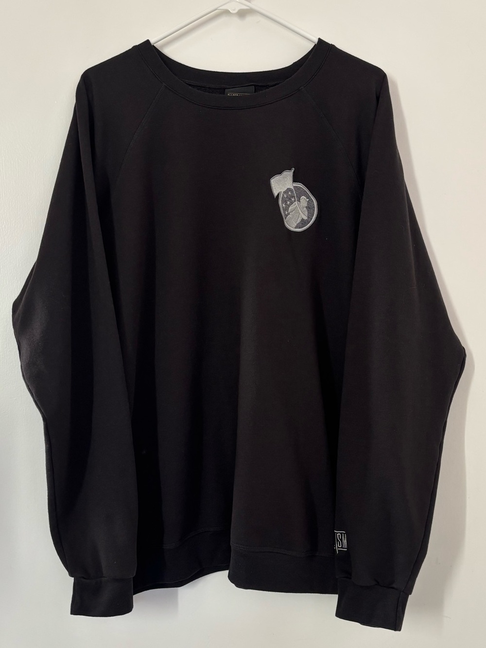 Baseballism Flag Man Embroidered Crewneck Sweatshirt Black BSM Raglan Men XXL